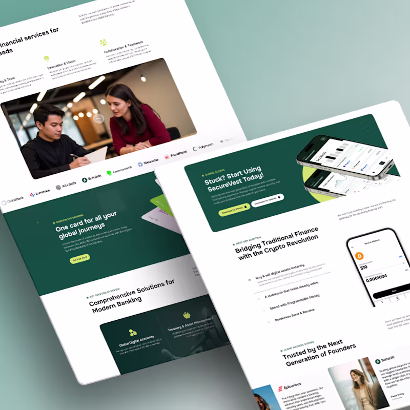Cover image for Fintech Website Trust & Credibility UI/UX Design – SecureVest.