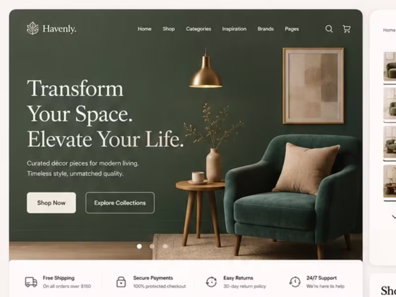 Cover image for Havenly, A website for a national furniture brand , created ...