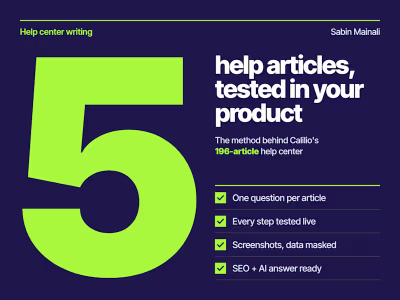 Cover image for SaaS help center articles, tested in your product