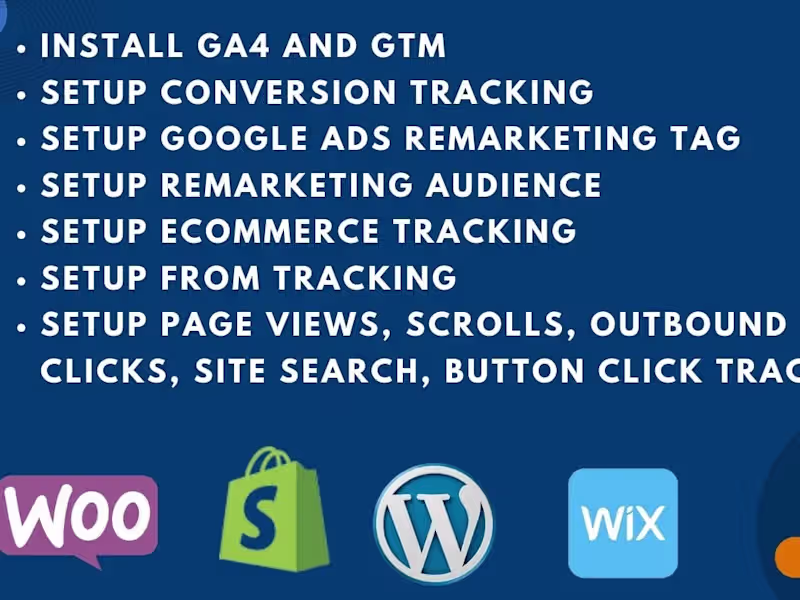 Cover image for I will Fix or Setup GA4, GTM, E-commerce & Server side Tracking