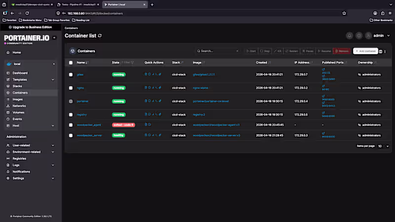 Cover image for Self-Hosted CI/CD Stack: Gitea, Woodpecker
