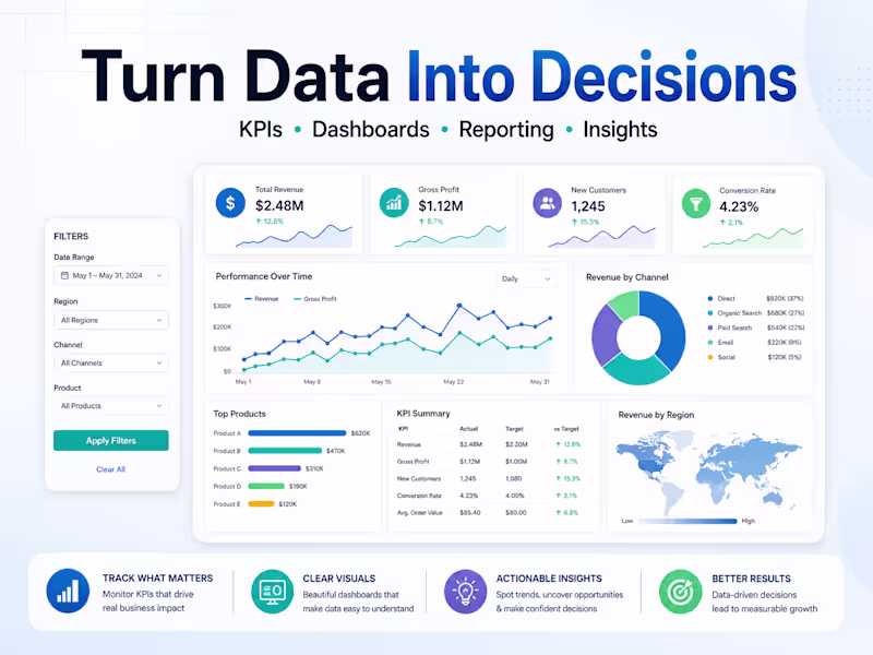 Cover image for Custom Excel KPI & Reporting Dashboard