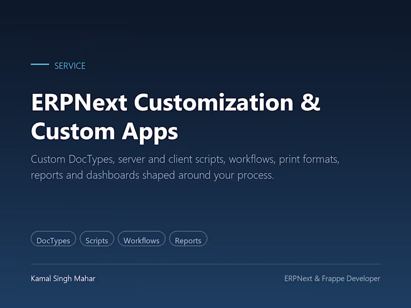 Cover image for ERPNext Customization & Custom Frappe Apps