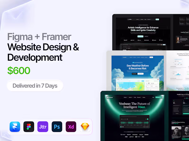 Cover image for Figma + Framer Website Design & Development — $600 | 7 Days
