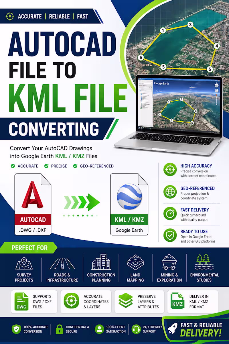 Cover image for Converting autoCAD file into google earth kmz file