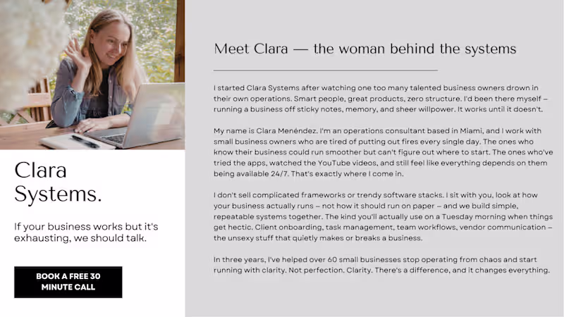 Cover image for Website About Page — Clara