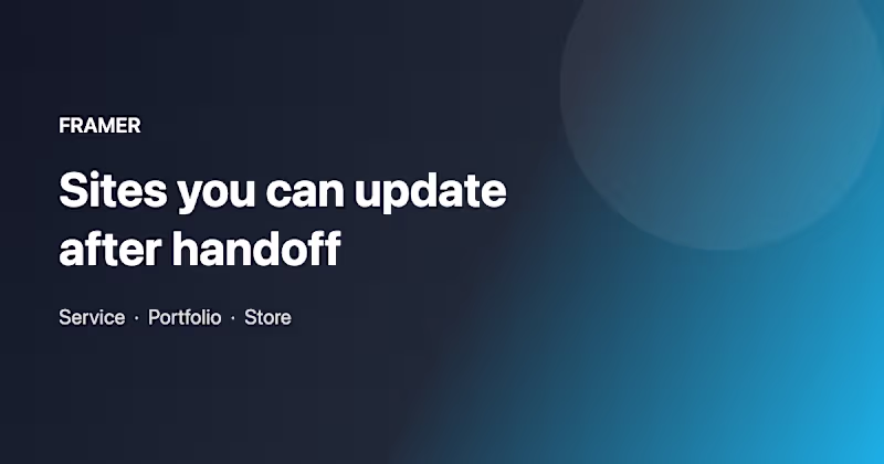 Cover image for Framer site for service, portfolio, or store