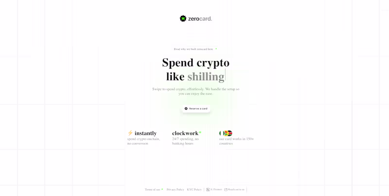 Cover image for Zerocard - A crypto card payment app