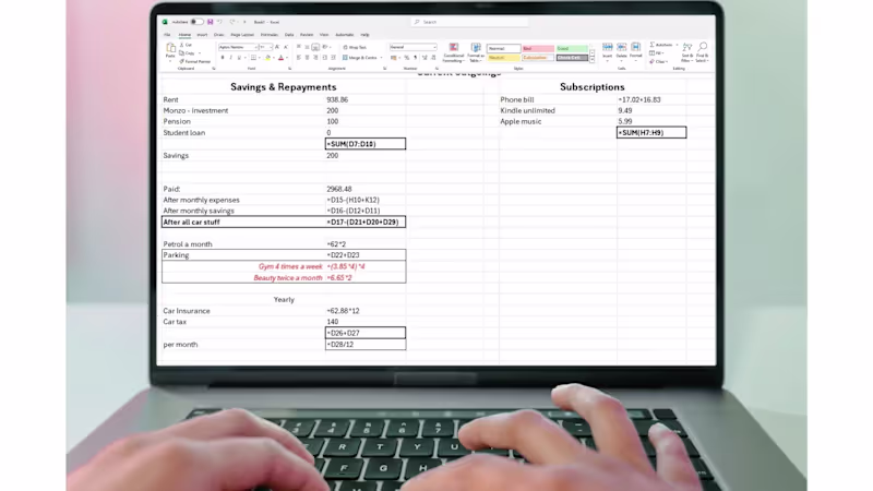 Cover image for Monthly outgoings spreadsheet