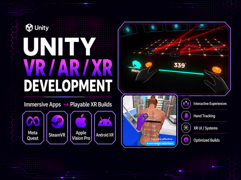 Cover image for Unity VR/AR/XR Development & Training Simulations