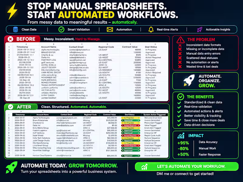 Cover image for CRM Data Cleanup & Automated Sales Pipeline Setup