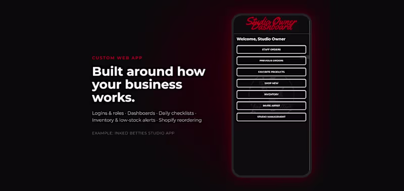Cover image for Custom Web App: Logins, Dashboards & Database