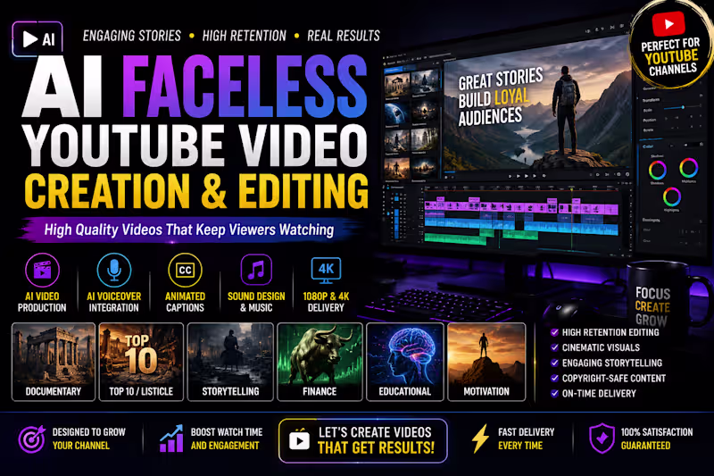 Cover image for AI Faceless YouTube Video Creation & Editing