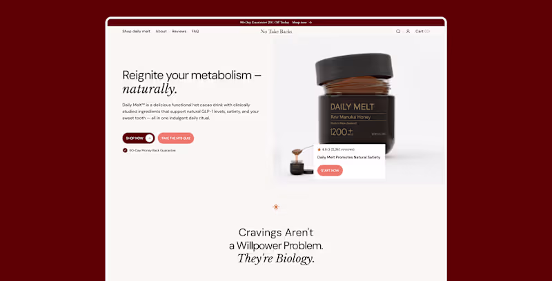 Cover image for No Take Backs: Shopify CRO Redesign