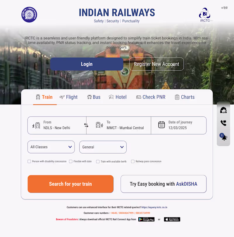 Cover image for IRCTC Website Redesign
I redesigned the