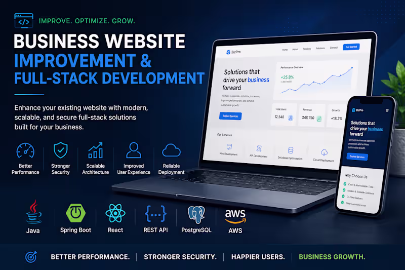 Cover image for Business Website Improvement & Full-Stack Development