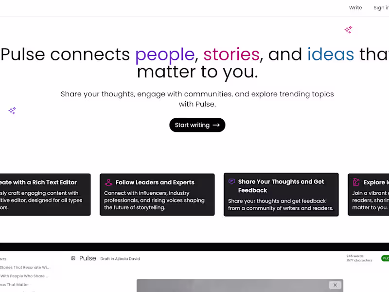Cover image for Pulse - Share your thoughts and explore topics effortlessly