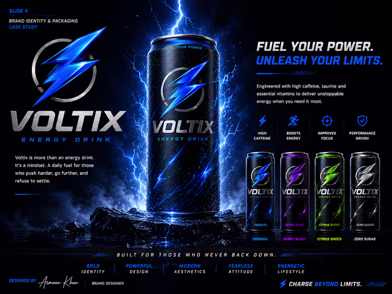 Cover image for VOLTIX is a bold and futuristic energy drink brand identity ...
