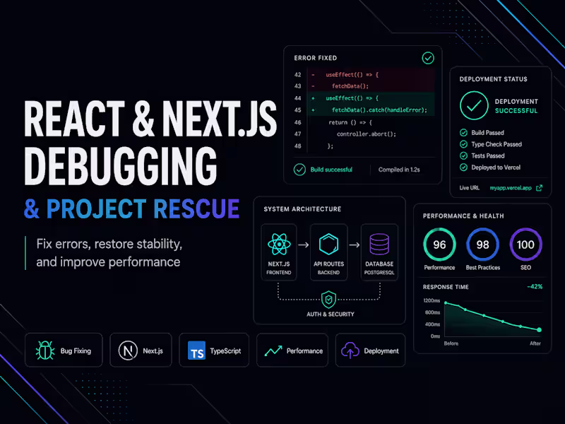 Cover image for React & Next.js Debugging and Project Rescue