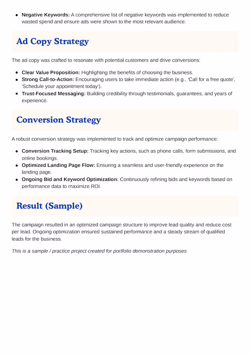 Cover image for Google Ads Lead Generation Campaign (Sample)