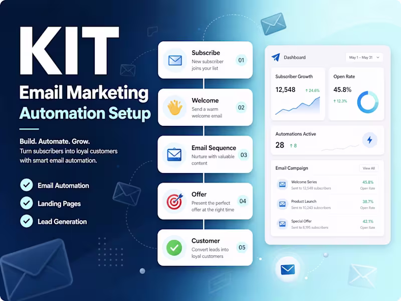 Cover image for Kit Email Marketing Setup | Email Automation | Kit Expert