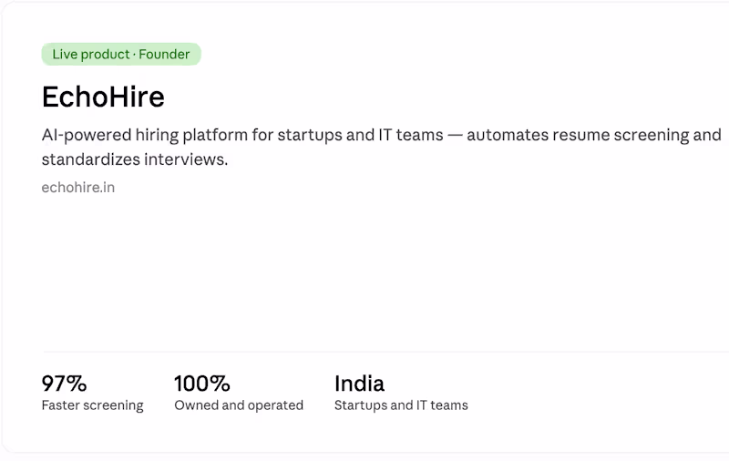 Cover image for Work entry: EchoHire - AI