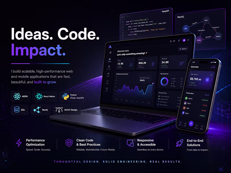Cover image for Full-Stack Web & Mobile Developer — Scalable Apps, Clean Code