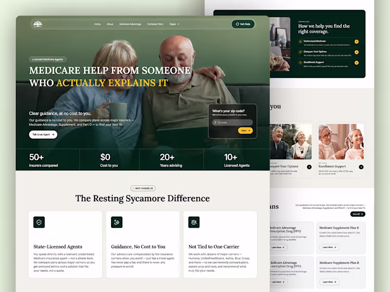 Cover image for Resting Sycamore - Medicare Website Design