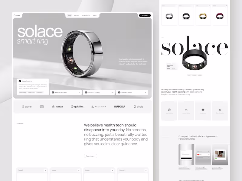 Cover image for Solace - Smart Ring E-Commerce Landing Page