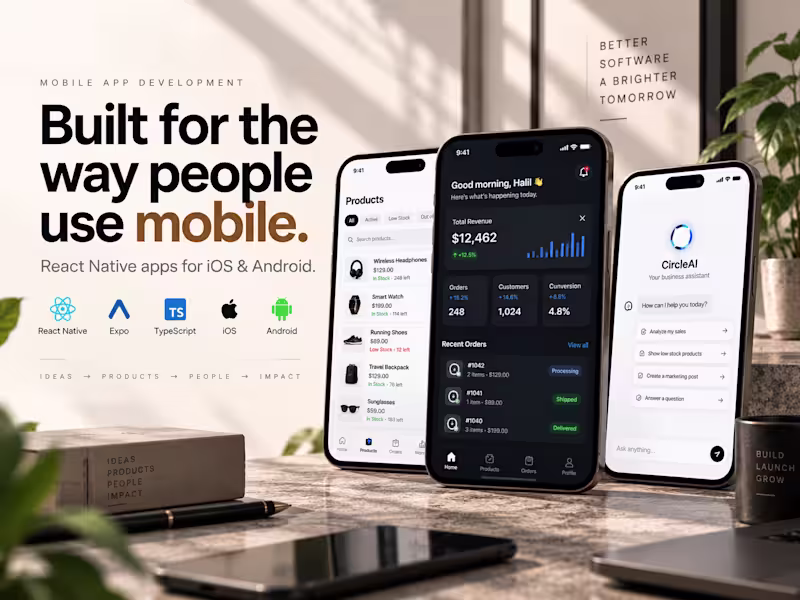 Cover image for React Native Mobile App Development | iOS & Android