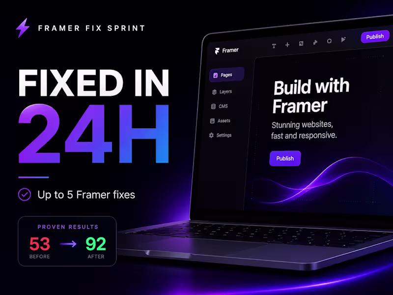 Cover image for I will fix your Framer website in 24 hours