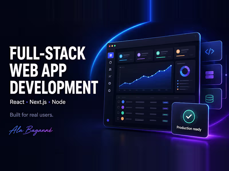 Cover image for Full-Stack Web App Development (React, Next.js, Node)