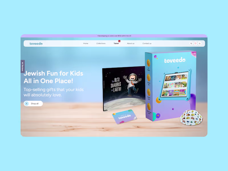 Cover image for Toveedo Shop – Custom Shopify Website for Kids Entertainment