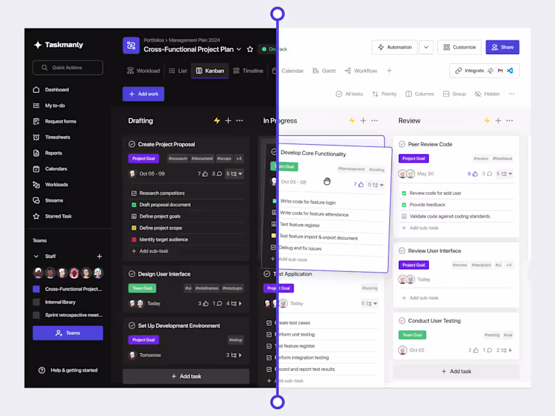 Cover image for Taskmanly - Project Management Dashboard (Kanban View)