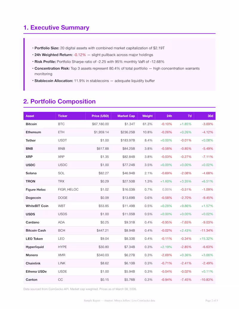 Cover image for Automated crypto portfolio intelligence report