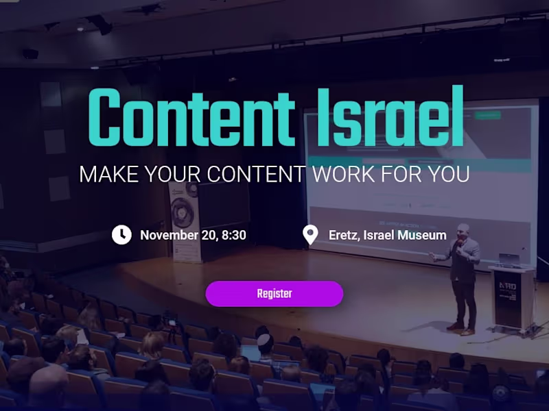 Cover image for (design&development) Content Israel – event landing page