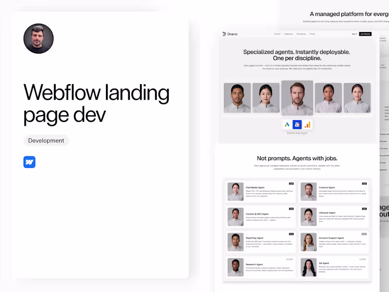 Cover image for Webflow Landing Page Development — Build Only