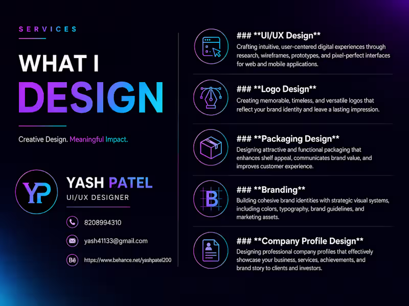 Cover image for  UI/UX Design, Web Design,  Mobile App Design, Packaging Design