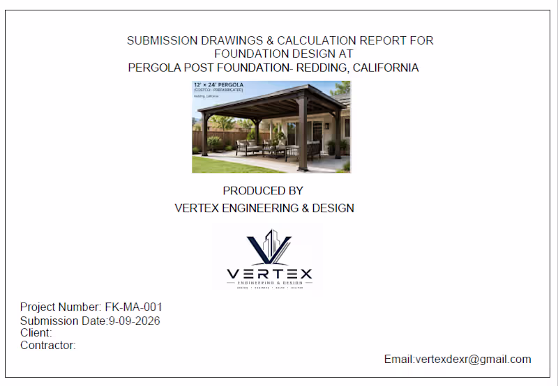 Cover image for Submission Drawings & Calculation Report for Foundation Desi...