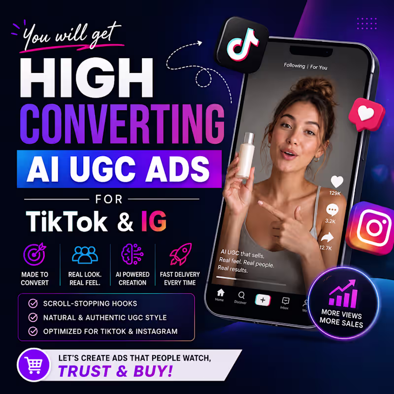 Cover image for You will get high converting AI UGC ads for TikTok & IG