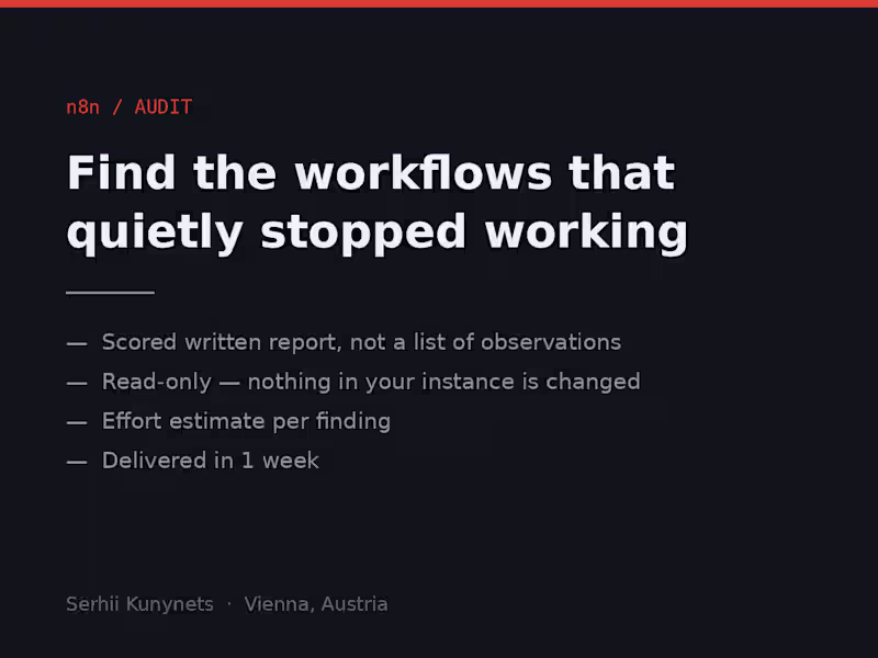 Cover image for n8n audit: find the workflows that quietly stopped working