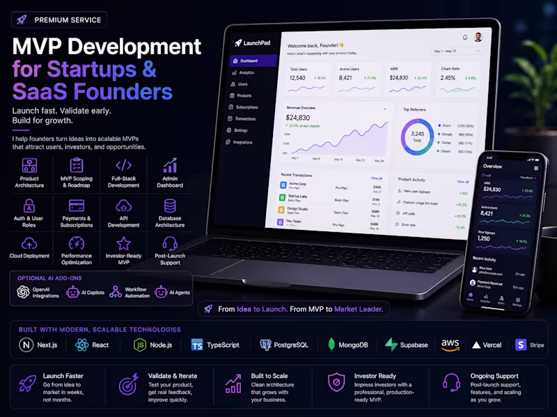 Cover image for MVP Development for Startups & SaaS Founders