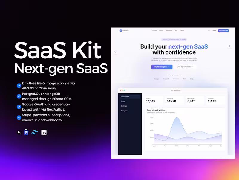 Cover image for SaaSKit – Full-Stack SaaS Starter Kit