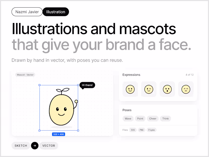 Cover image for Mascot and Illustration Set, Drawn by Hand