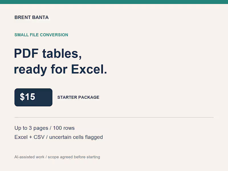 Cover image for PDF Tables to Excel: Small File Conversion