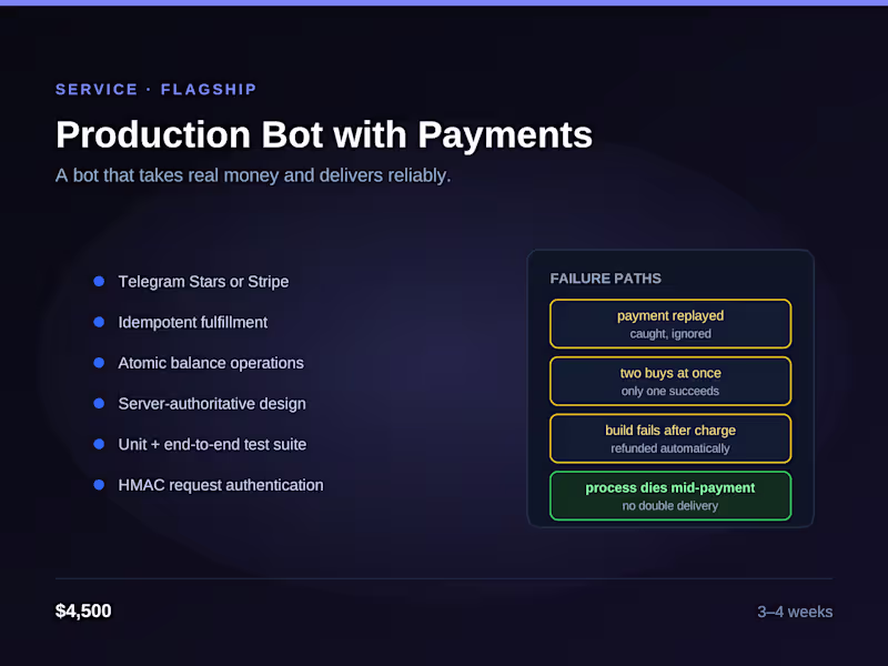 Cover image for Production Bot with Payments