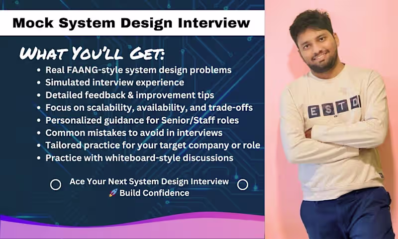 Cover image for System Design Mock Interviews for FAANG: HLD, LLD & Feedback