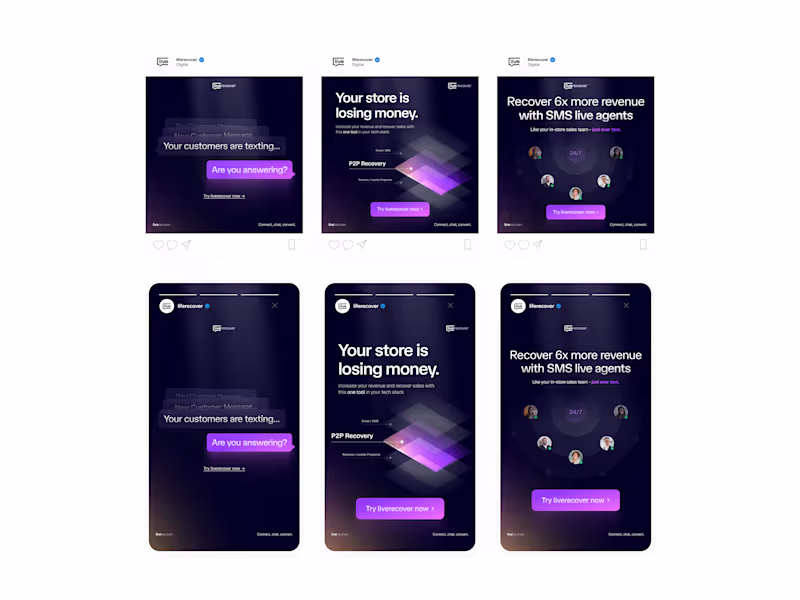 Cover image for Recent ad designs for liverecover