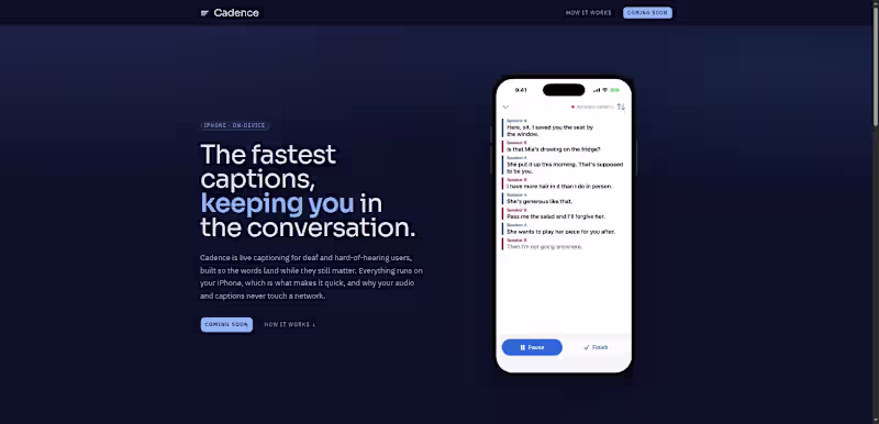 Cover image for Cadence — On-Device Live Captioning for iPhone