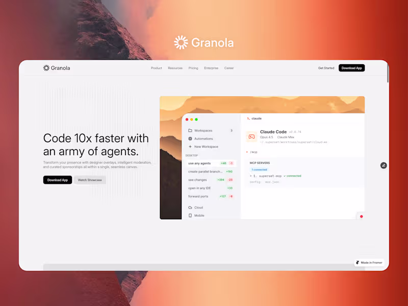 Cover image for Granola Website Design & Framer Development